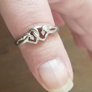 10K White Gold Heart Diamond Ring